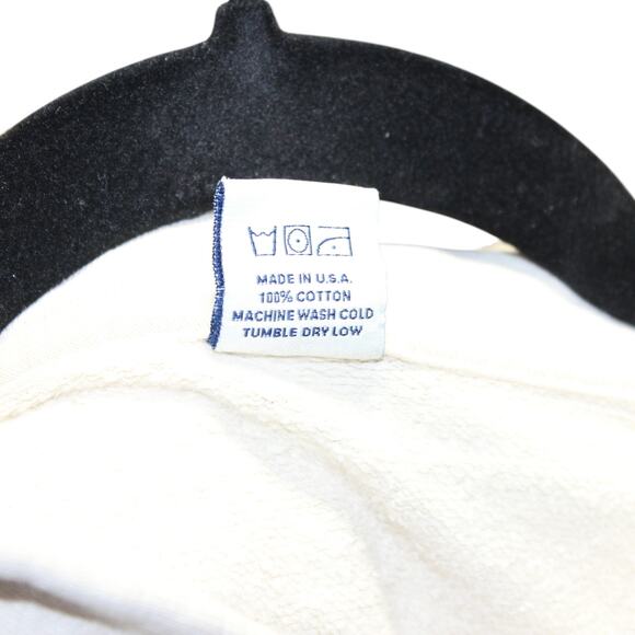 Sporty & Rich Upper East Side Cropped Hoodie Cream Logo Print Size XL - Picture 6 of 8